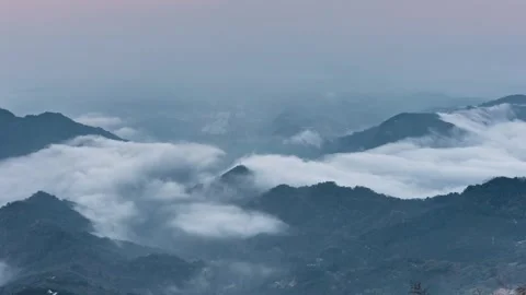 Time Lapse - Moving Fog over Alishan Mountains in Taiwan Stock Footage 248917257