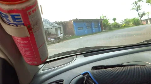 A time-lapse moving panoramic view, through a car Stock Footage 42673785