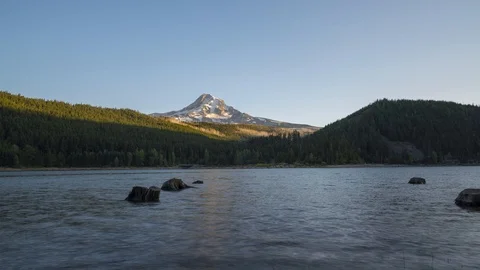 Time lapse of a moving shadow on Mount Hood from Laurance Lake Stock Footage 120576440