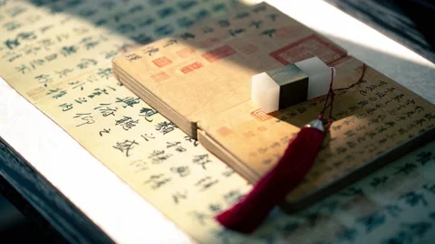 Time lapse moving shadow over old book Stock Footage 166815339