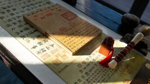 Time lapse moving shadow over old book Stock Footage 166815347