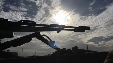 Time lapse of the moving sky over the Kurdish frontline with ISIS in SInjar Iraq Video stock 63055891