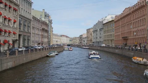 Time-lapse of The Moyka river in the summer Stock Footage 80754600