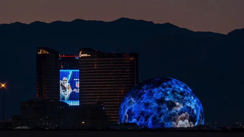 Time lapse of MSG Sphere is light up in Las Vegas, Nevada. Stock Footage 249574865