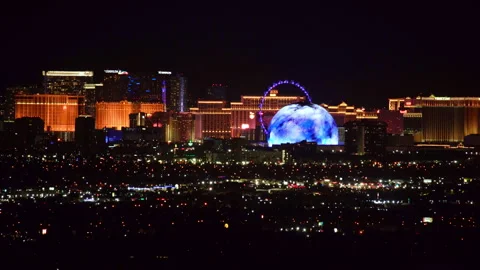 Time lapse MSG Sphere is light up in Las Vegas, Nevada. Stock Footage 273113279