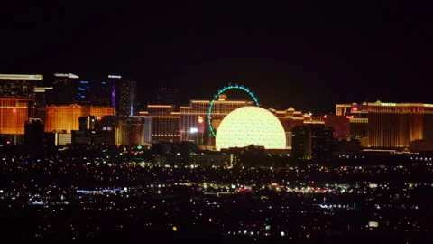 Time lapse MSG Sphere is light up in Las Vegas, Nevada. Stock Footage 273116521
