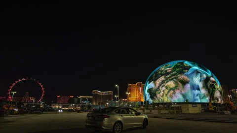 Time lapse MSG Sphere is light up in Las Vegas, Nevada. Stock Footage 286332997
