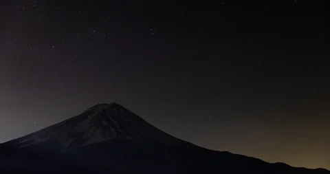 Time-Lapse - Mt. Fuji and the movement of stars at night Stock Footage 154003420
