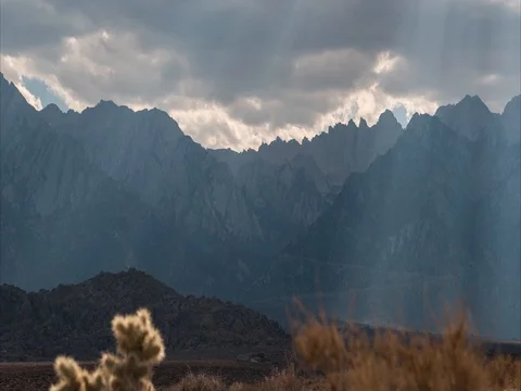 Time lapse of Mt. Whitney and Lone Pine Peak in California Stock Footage