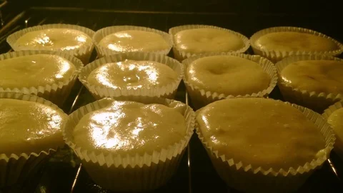 Time Lapse Muffins Baking In The Oven Stock Footage 74302577