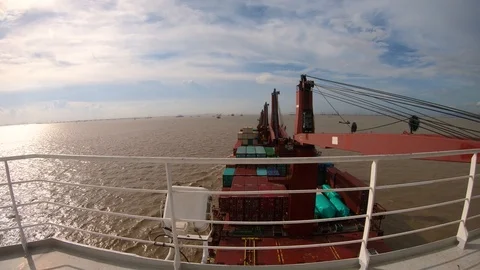 Time lapse of multipurpose vessel arriving at Nansha port, China Stock Footage 115820088