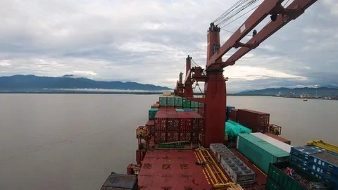 Time lapse of multipurpose vessel arriving at Lae, Papua New Guinea Stock Footage 115820465