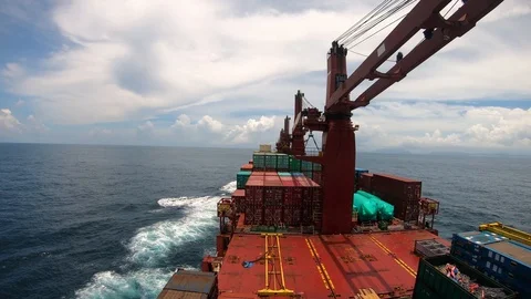 Time lapse of multipurpose vessel sailing with cloud movement Stock Footage 115820067