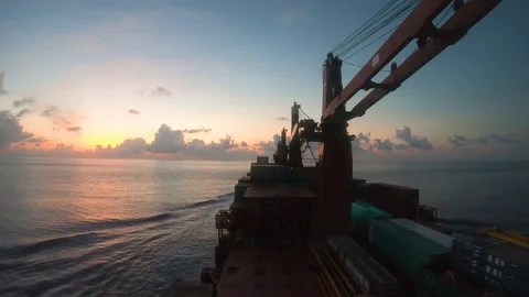 Time lapse of multipurpose vessel sailing at sunrise Stock Footage 115820278