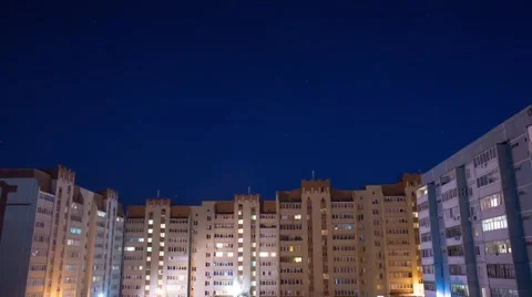 Time lapse of multistorey building with changing window lighting at night Stock Footage 64646094