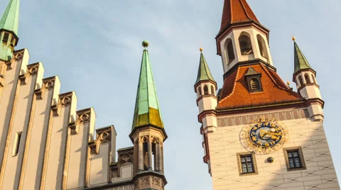 Time lapse, MUNICH, GERMANY - The historical town hall on the main square Stock Footage 36297519