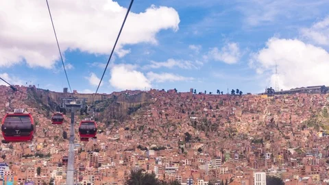 A time lapse of my trip in the cableway of La Paz in Bolivia Video stock 86635740
