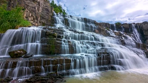 Time lapse of mystical waterfall in the Da Lat plateau, Vietnam Stock Footage 224604031