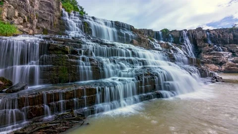 Time lapse of mystical waterfall in the Da Lat plateau, Vietnam Stock Footage 224604393