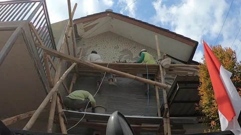 Time lapse of natural stone installation Stock Footage 243624879