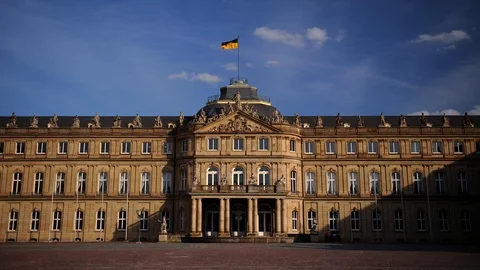 Time Lapse of New Castle in Palace Square Famous Building Landmark in Stuttgart Video stock 98940134