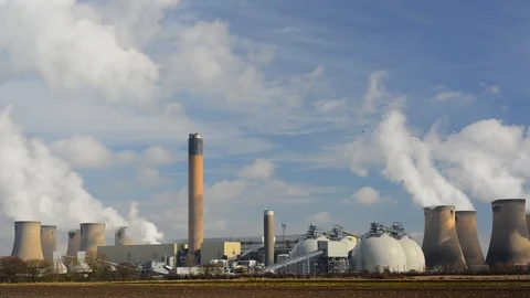 Time lapse new gas generating turbines at drax power station uk Stock Footage 87502755