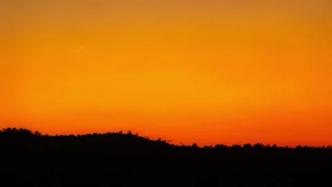 Time Lapse New Moon Setting in Yellow California Sierra Nevada Foothills Stock Footage 278954747