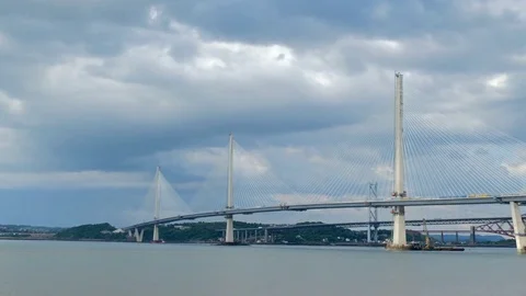 Time-lapse of the new Queensferry Crossing Bridge. Stock Footage 77589347