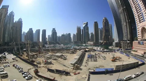 Time lapse new skyscraper construction zone Stock Footage 45779659