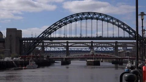 Time lapse Newcastle upon Tyne bridges across the Tyne river UK 4K Video stock 105355318
