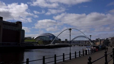 Time lapse Newcastle upon Tyne millennium bridge across the Tyne river UK 4K Stock Footage 105365880