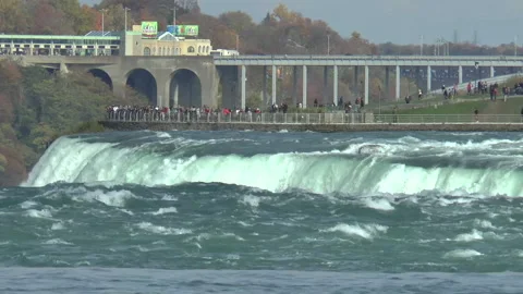 Time Lapse Niagara falls Falls And Tourists Stock Footage 140979377