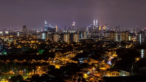Time lapse of nigh view over downtown Kuala Lumpur, Malaysia Stock Footage 79024729
