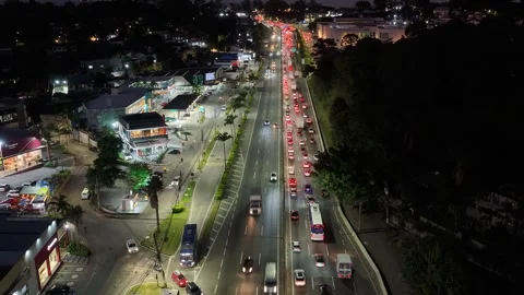 Time lapse Night aerial flying forward over Rodovia Raposo Tavares Vídeo Stock 342647318