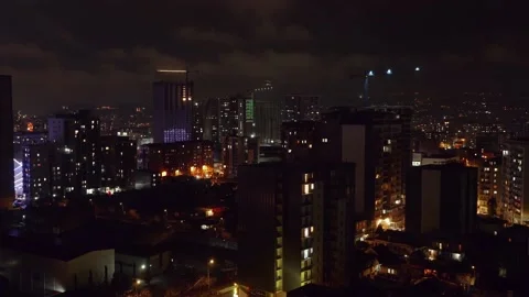 Time lapse night cityscape and high-rise buildings in metropolis city center . Stock Footage 235712947