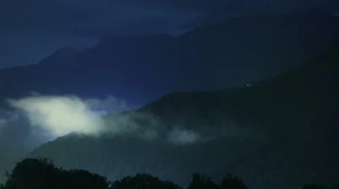 Time lapse of night clouds over mountains in Rosa Khutor Stock Footage 67208077