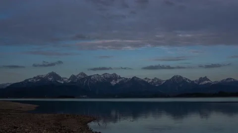 Time lapse from night to day at the "forggensee" Stock Footage 131184451
