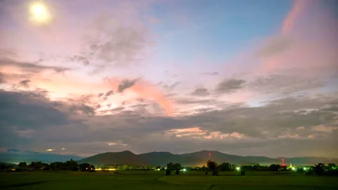 Time-lapse from Night to day before sunrise with the Moon Stock Footage 288805268