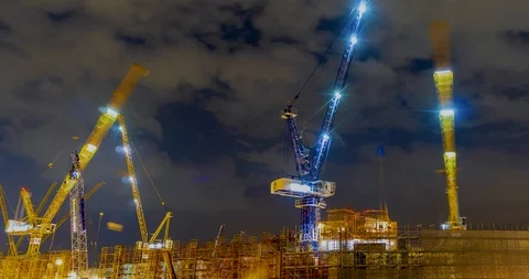 Time-lapse night development construction site. Video stock 100255789