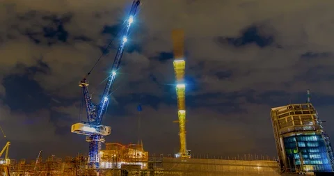 Time-lapse night development construction site. Stock Footage 100255913
