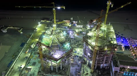 Time lapse night Dubai real estate business building development tourist tourism Stock Footage 47064630