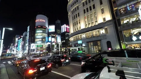 Time Lapse at Night in Ginza 動画素材 80102876