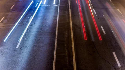 Time Lapse. Night highway. long exposure Stock Footage 72163486