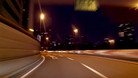Time-lapse: Night on the Metropolitan Expressway C1 Outer Loop Stock Footage 333152762