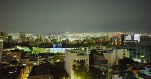 Time lapse at night in Mexico City Stock Footage 99122649