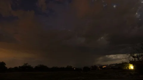Time lapse of a night monsoon storm in a suburban neighborhood Stock Footage 92963831