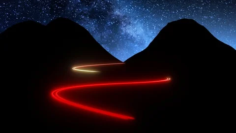 Time lapse of night mountains scenery with cars lights fast moving traces Video stock 117070913