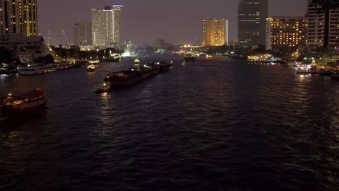 Time lapse night river traffic in Chao Phraya River, Bangkok, Thailand Video stock 72482085