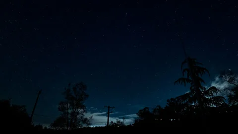 Time Lapse of Night scape with Clouds and Airplanes Stock Footage 278366387