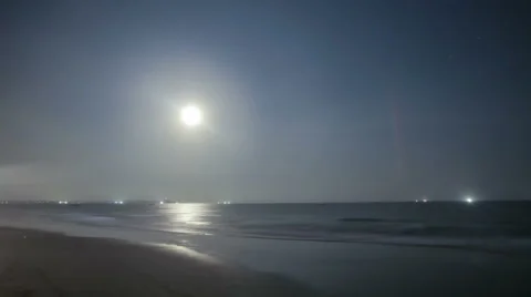 Time lapse of night scene of China sea with white lights. Stock Footage 46207178